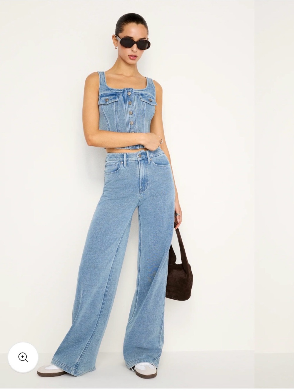 Good American Light Blue Wide Leg Flare SWEATPANTS